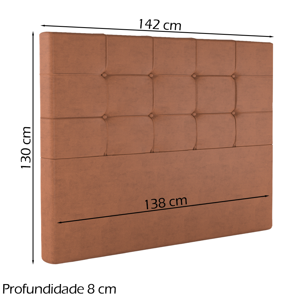 Cabeceira Casal 138 cm Berlin Veludo Terracota Soon