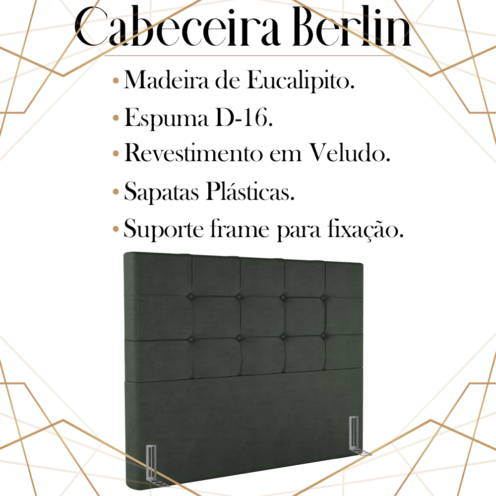 Cabeceira Casal 138 cm Berlin Veludo Verde Soon