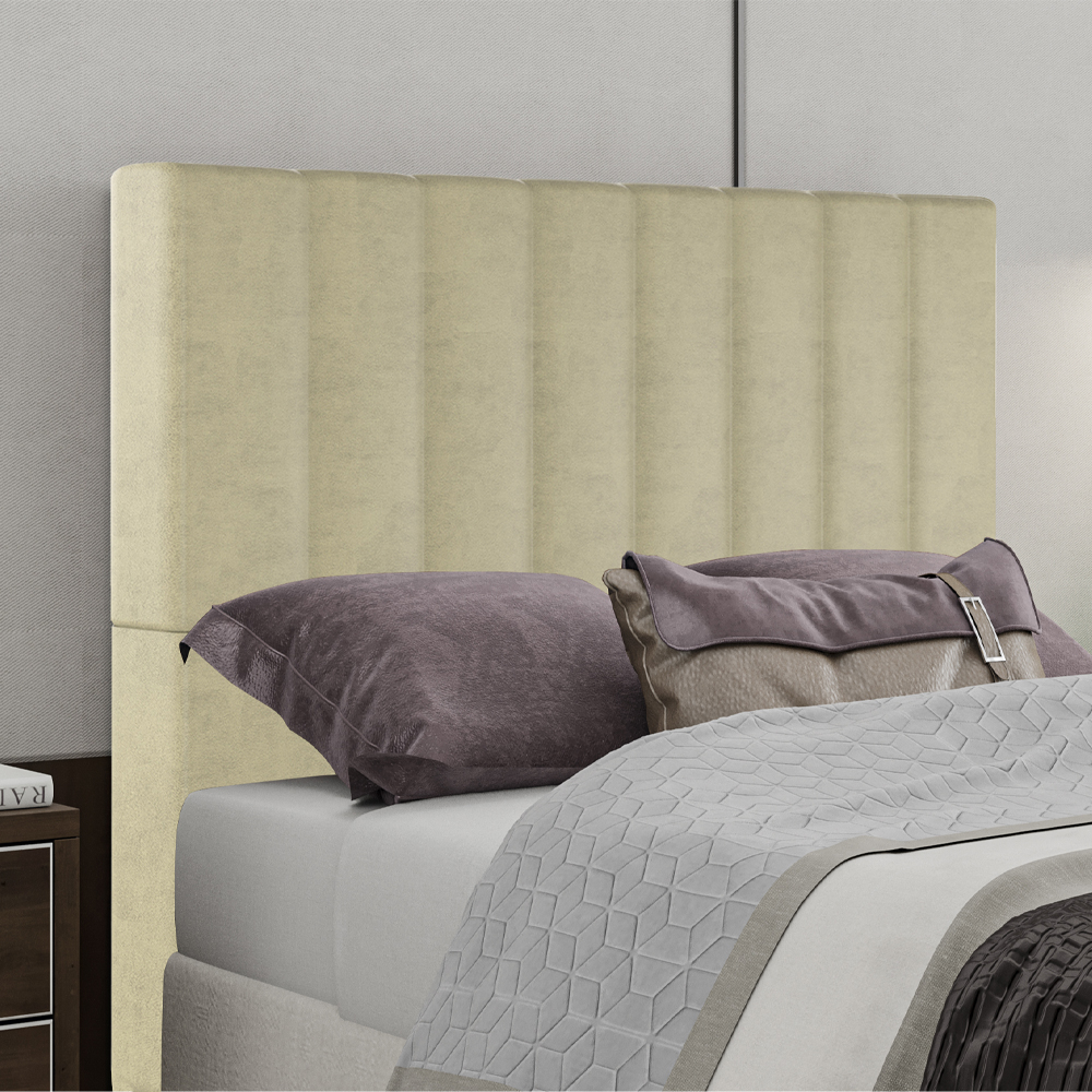 Cabeceira Casal 138 cm Dubai Veludo Bege Soon