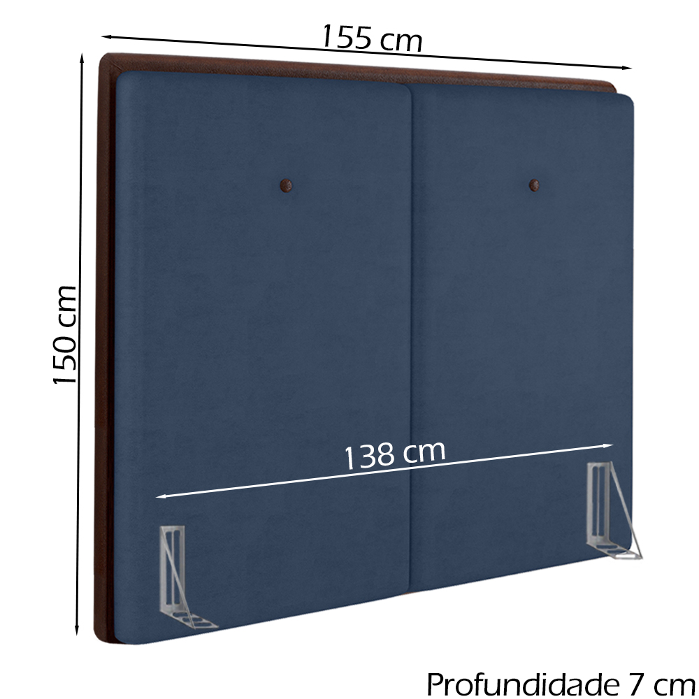 Cabeceira Casal 138 cm Lizz Veludo Azul Soon