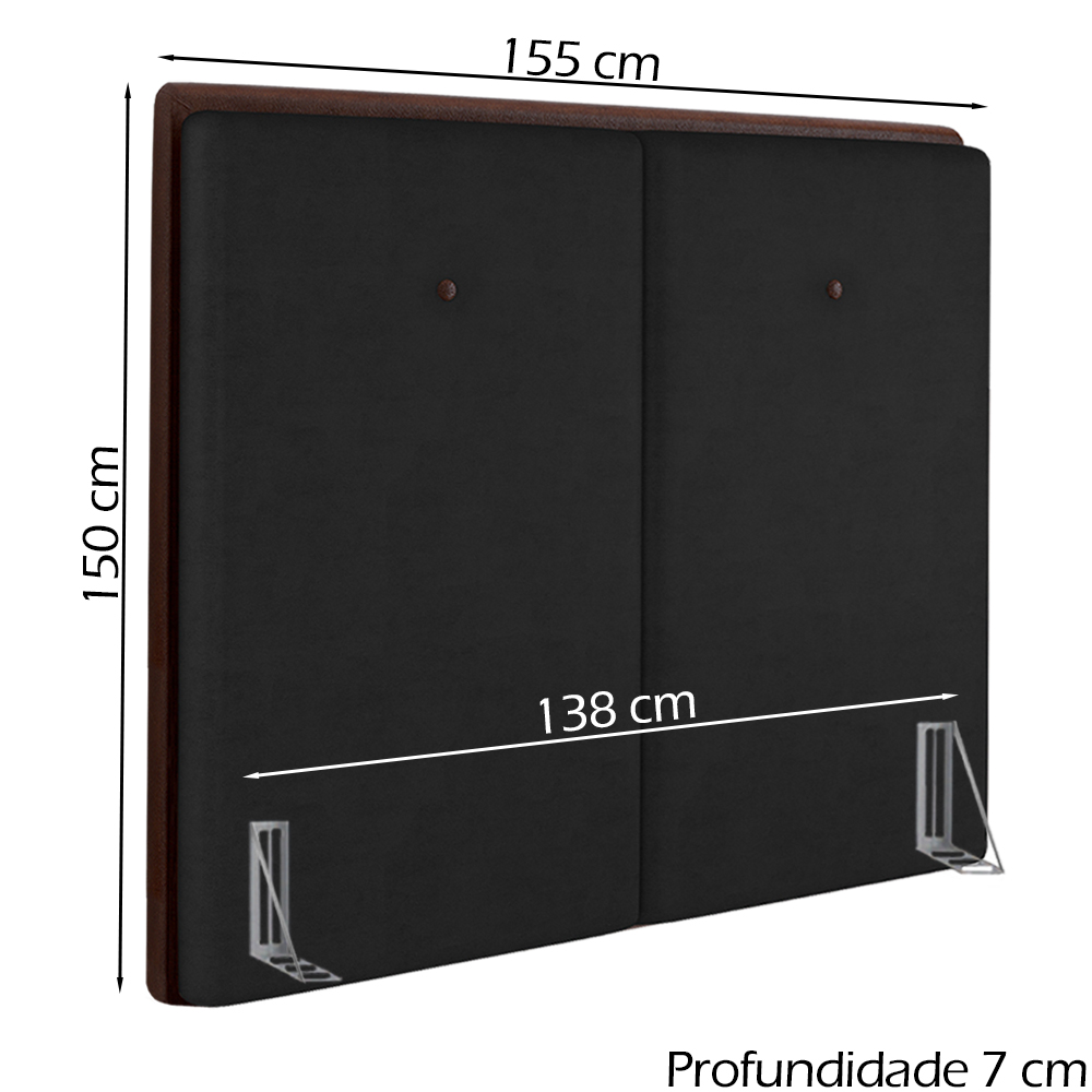 Cabeceira Casal 138 cm Lizz Veludo Preto Soon