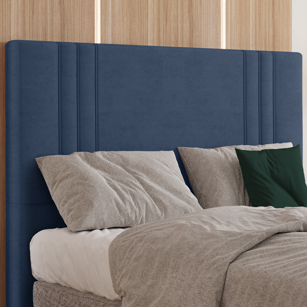 Cabeceira Casal 138 cm London Veludo Azul Soon