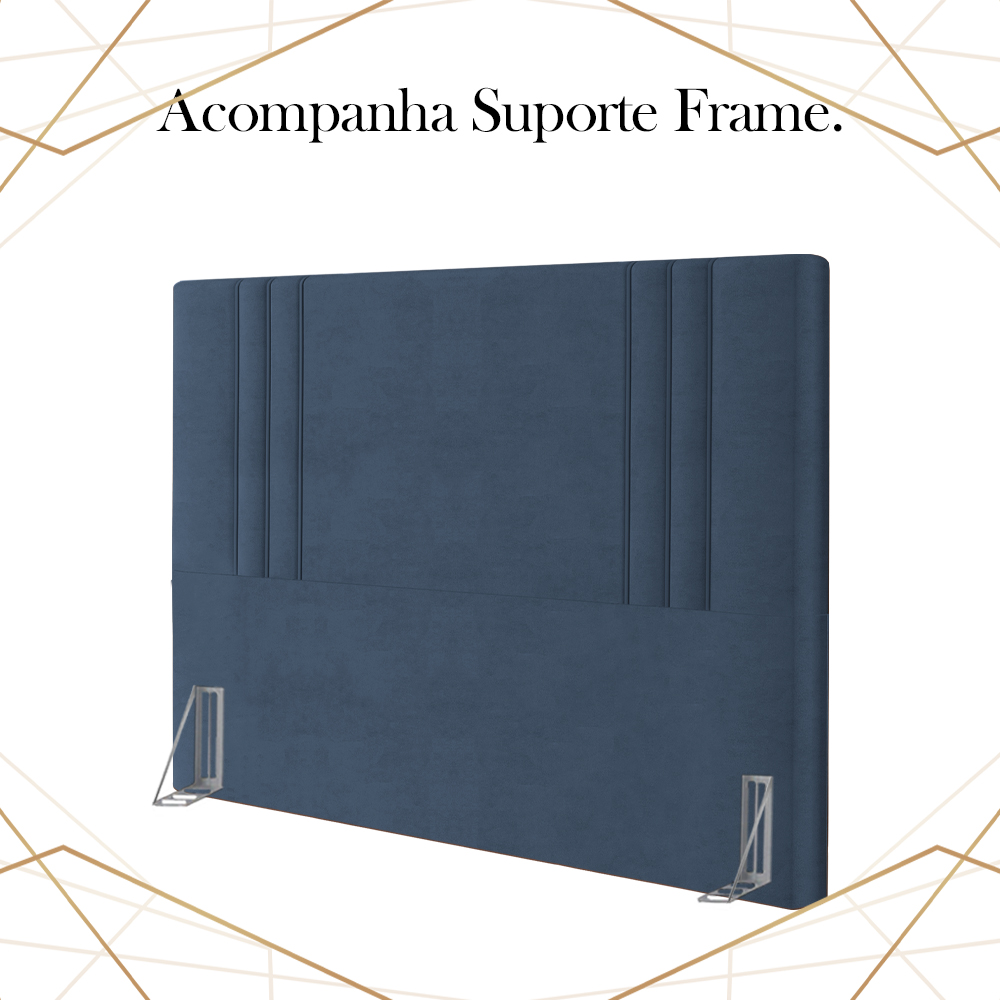 Cabeceira Casal 138 cm London Veludo Azul Soon