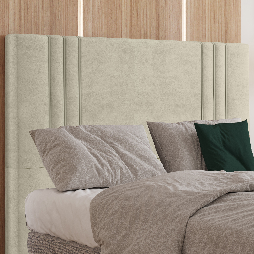Cabeceira Casal 138 cm London Veludo Bege Soon