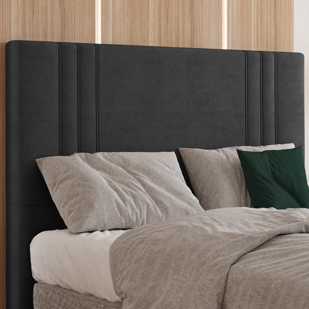 Cabeceira Casal 138 cm London Veludo Preto Soon