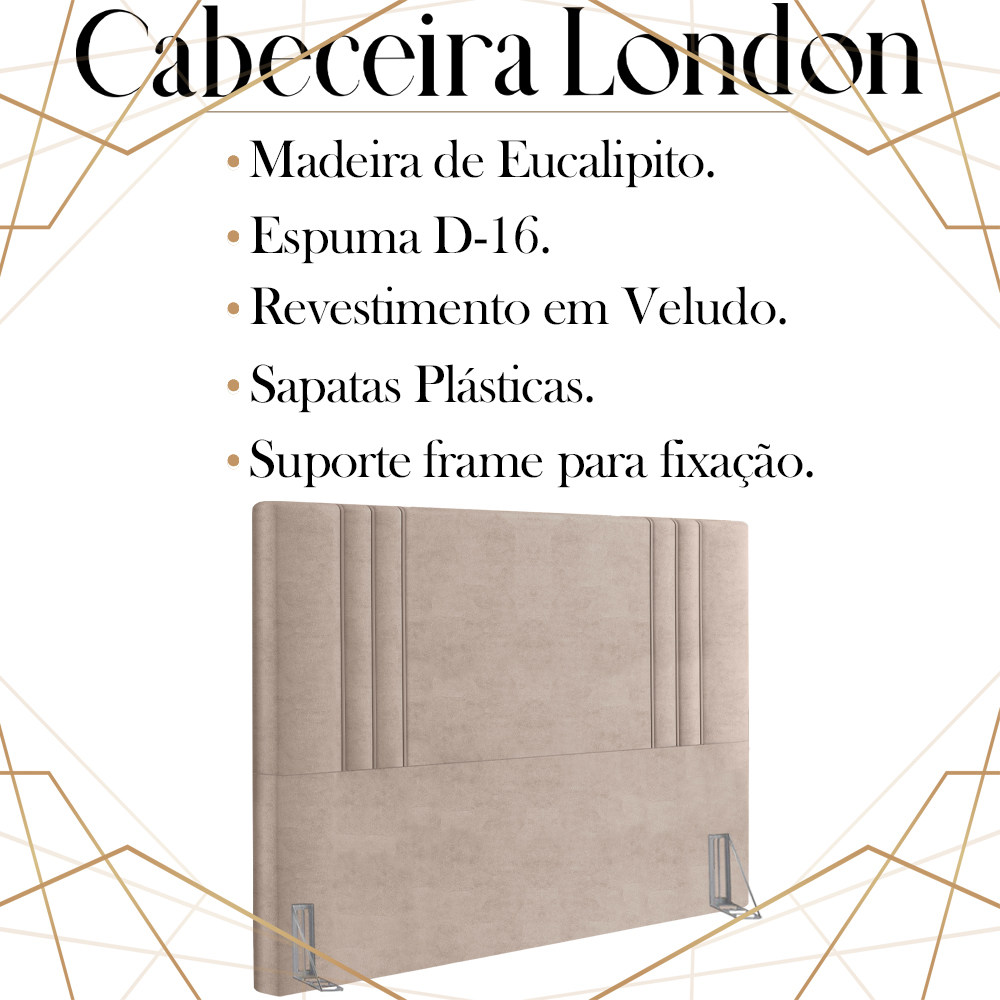 Cabeceira Casal 138 cm London Veludo Rose Soon