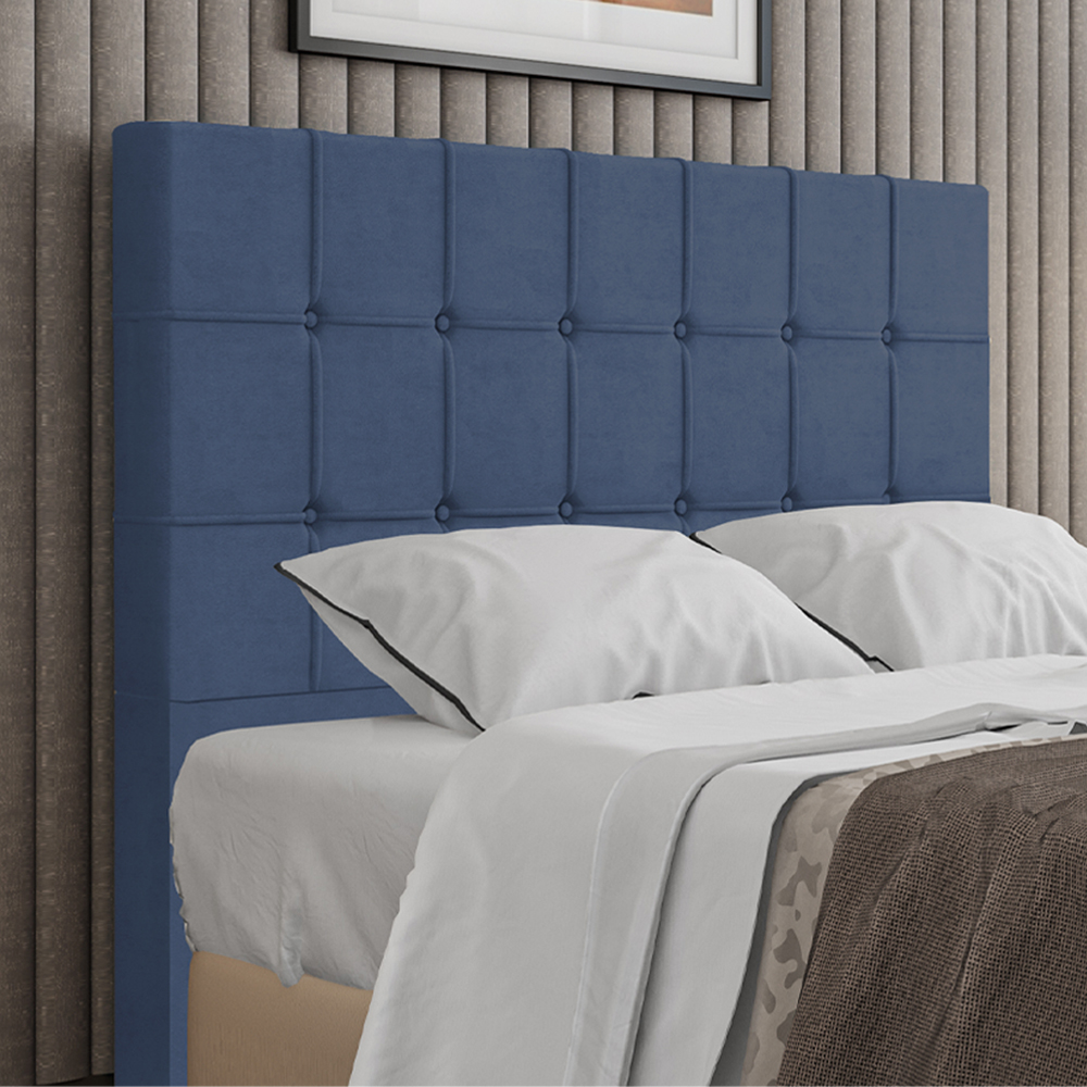 Cabeceira Casal 138 cm Lots Veludo Azul Soon