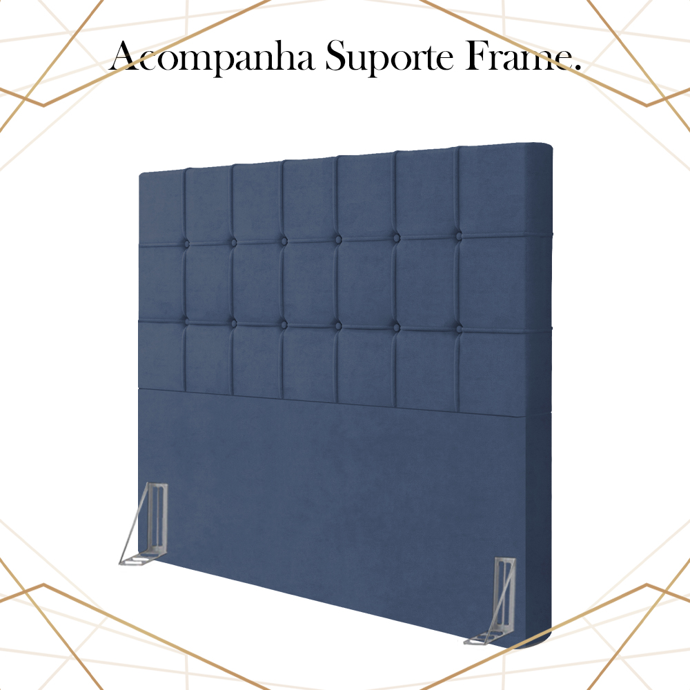 Cabeceira Casal 138 cm Lots Veludo Azul Soon