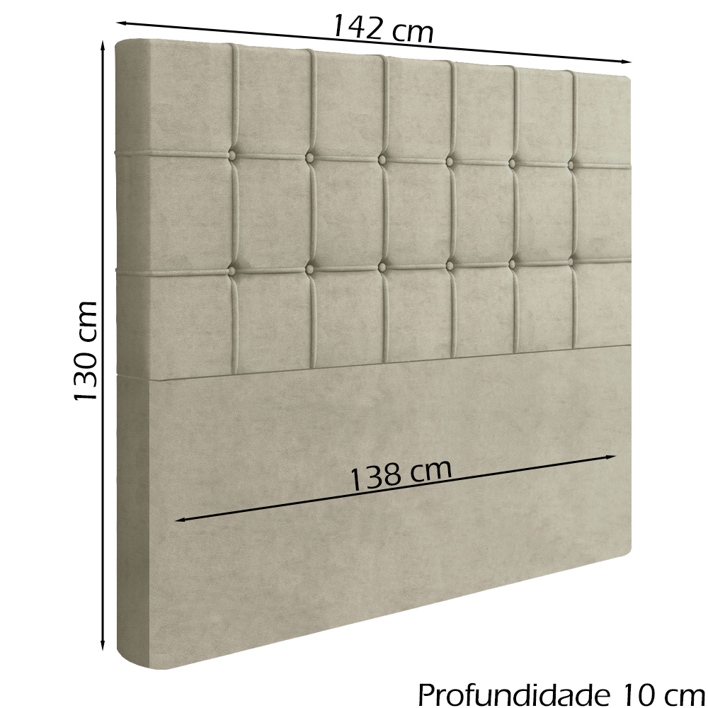 Cabeceira Casal 138 cm Lots Veludo Bege Soon