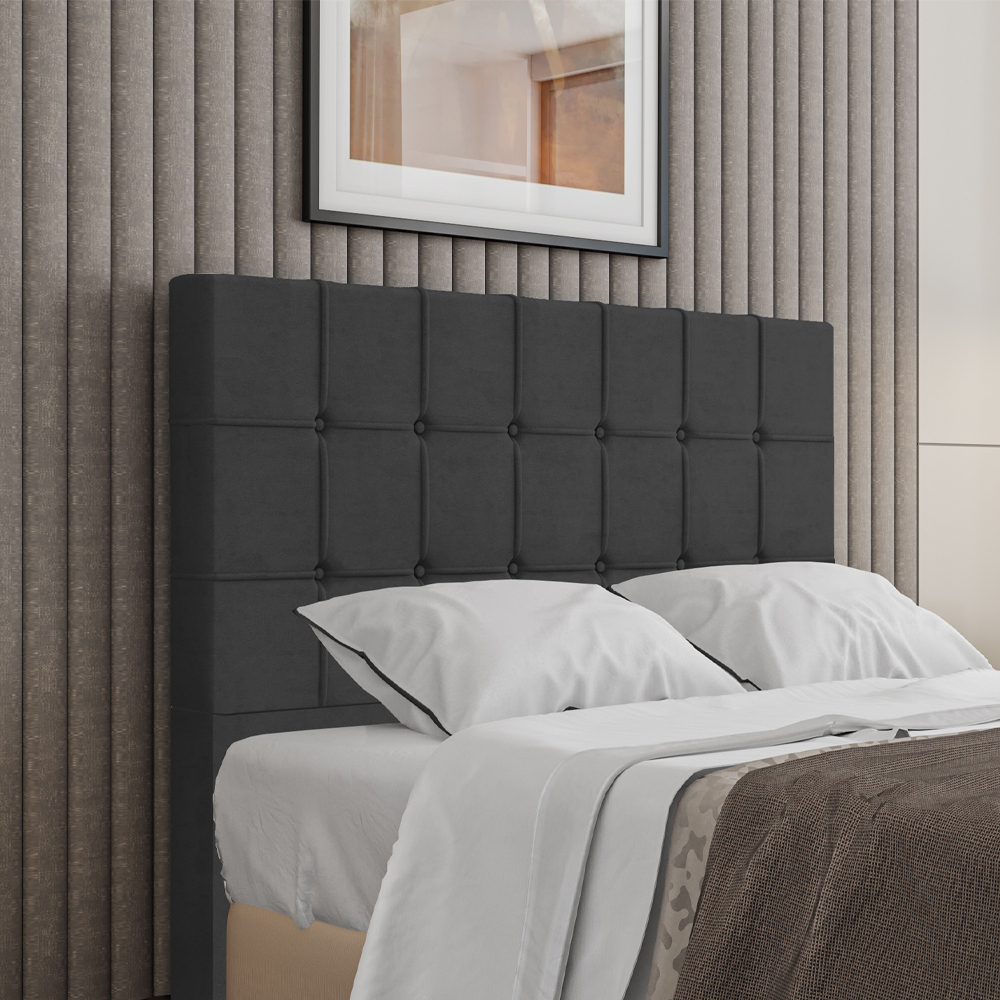 Cabeceira Casal 138 cm Lots Veludo Preto Soon