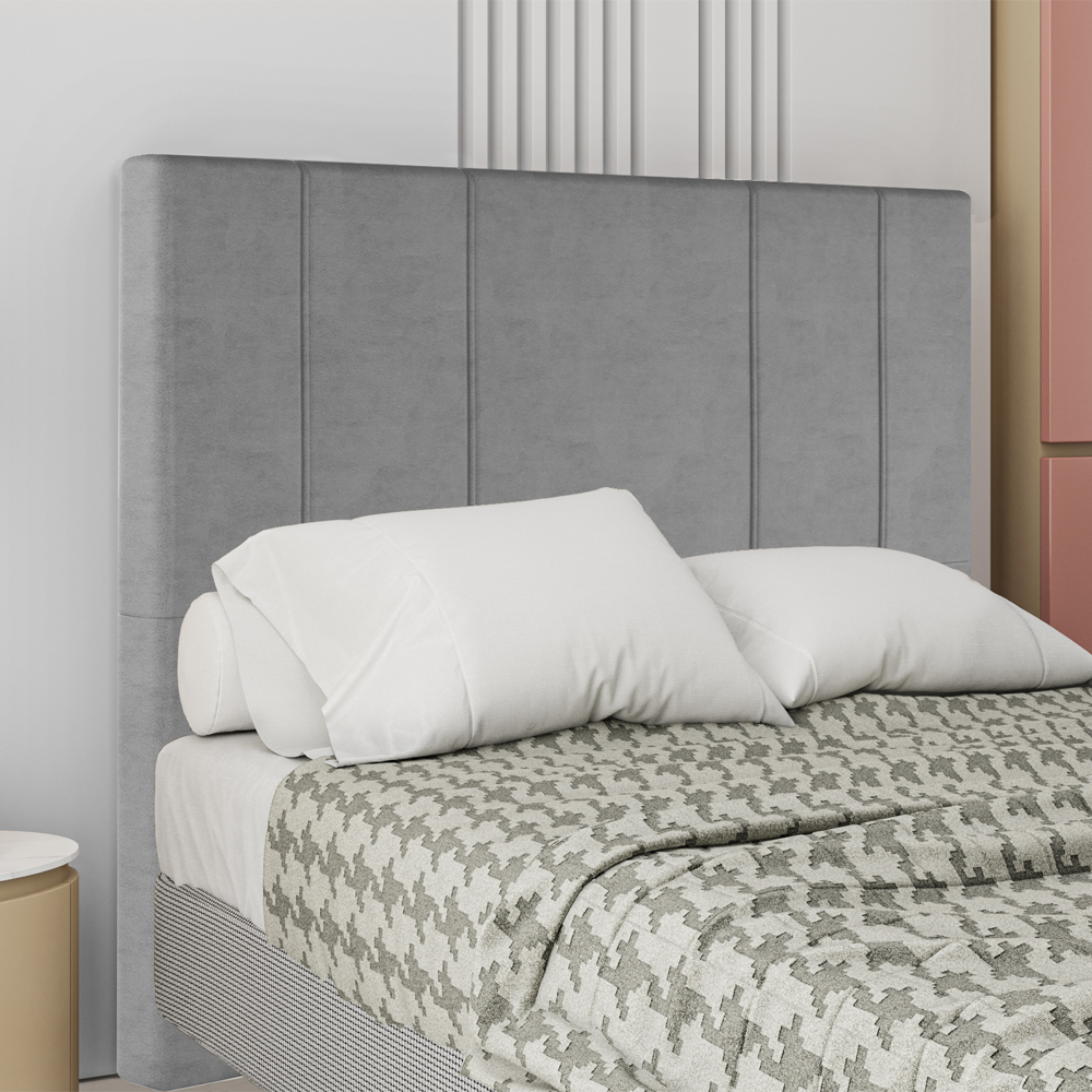 Cabeceira Casal 138 cm Madrid Veludo Cinza Soon