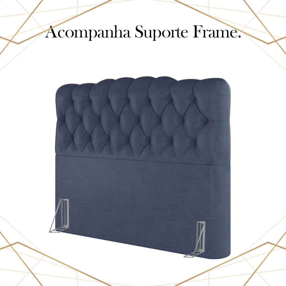 Cabeceira Casal 138 cm Milan Veludo Azul Soon
