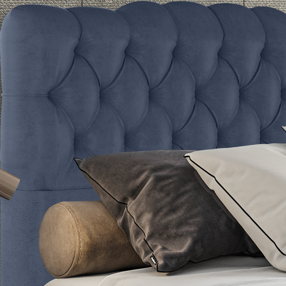 Cabeceira Casal 138 cm Milan Veludo Azul Soon