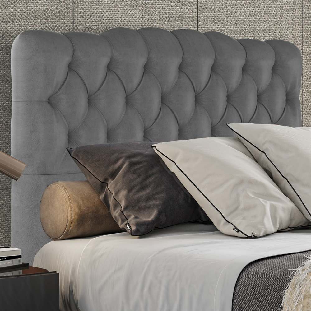 Cabeceira Casal 138 cm Milan Veludo Cinza Soon
