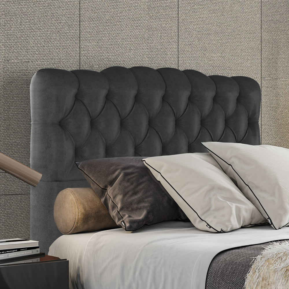 Cabeceira Casal 138 cm Milan Veludo Preto Soon