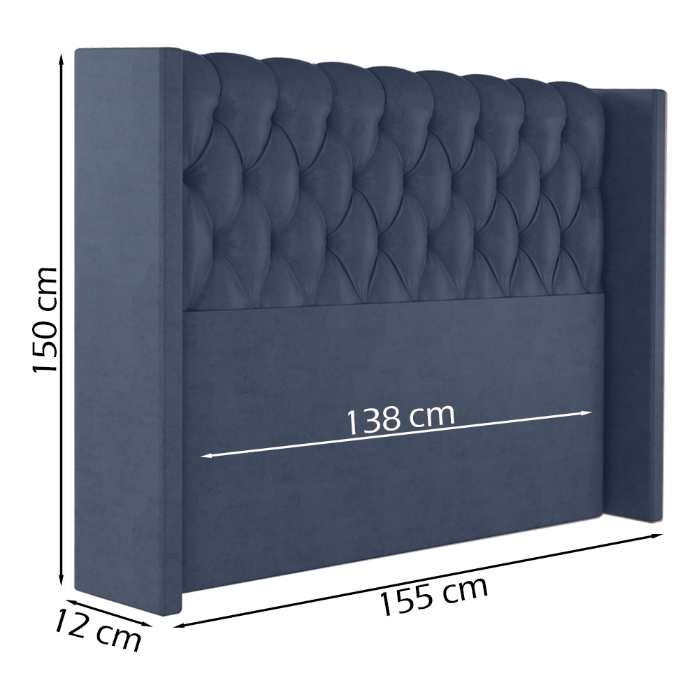 Cabeceira Casal 138 cm Toquio Veludo Azul Soon