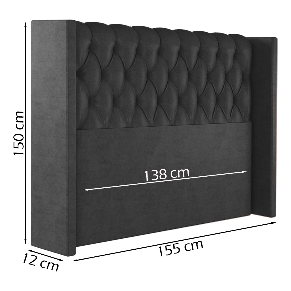 Cabeceira Casal 138 cm Toquio Veludo Preto Soon