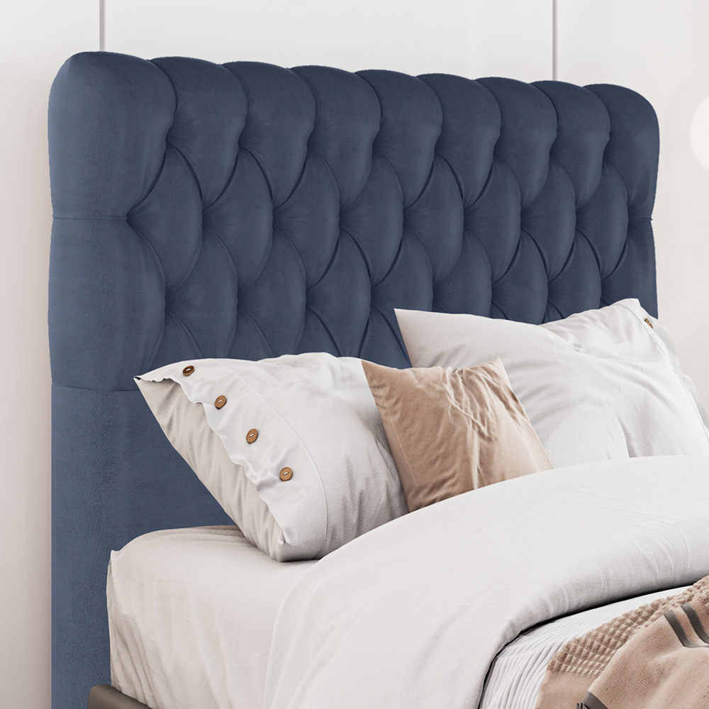 Cabeceira Casal 138 cm Vegas Veludo Azul Soon