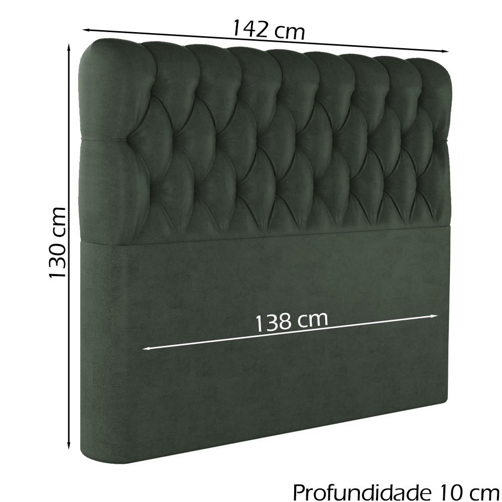 Cabeceira Casal 138 cm Vegas Veludo Verde Soon