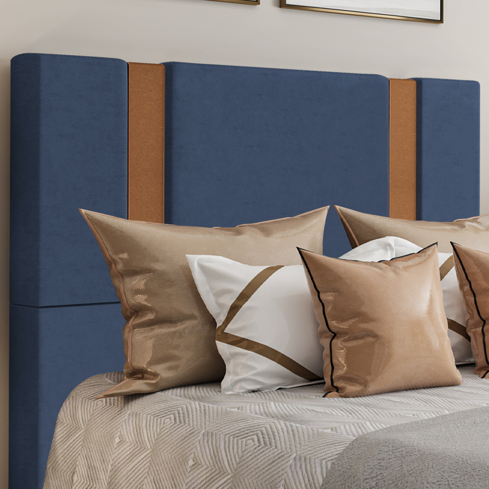Cabeceira Casal 138 cm Veron Veludo Azul Soon
