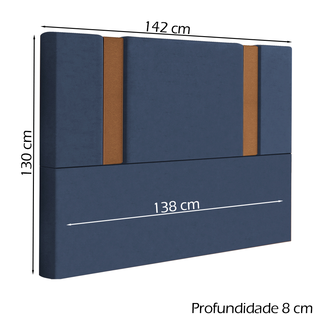 Cabeceira Casal 138 cm Veron Veludo Azul Soon