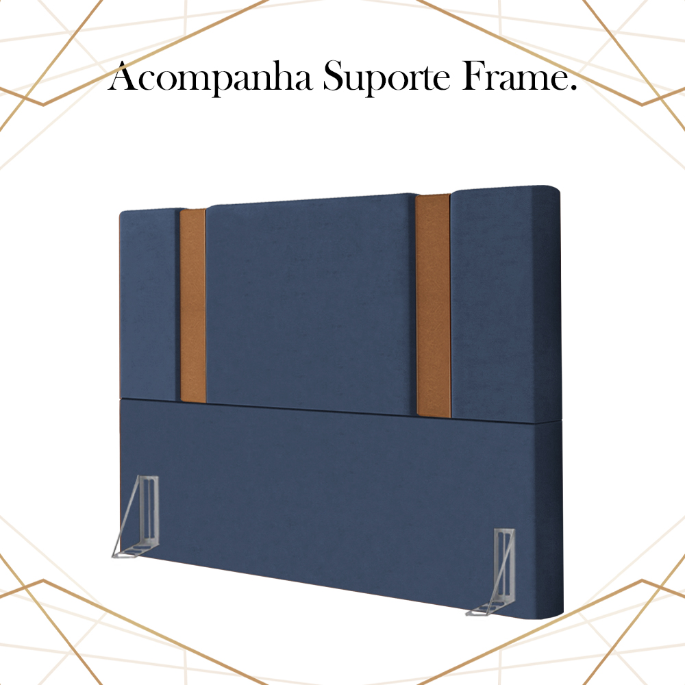 Cabeceira Casal 138 cm Veron Veludo Azul Soon