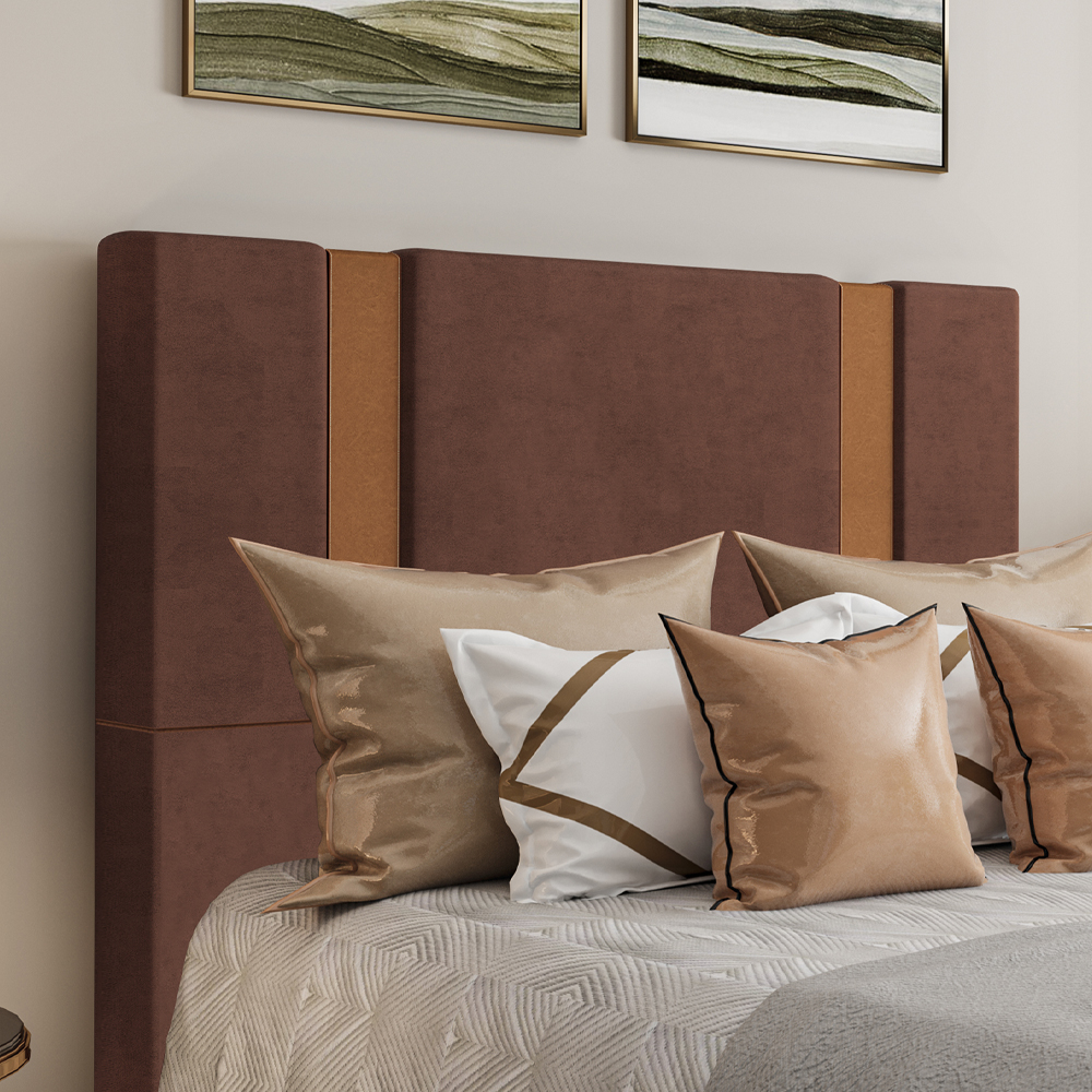 Cabeceira Casal 138 cm Veron Veludo Terracota Soon