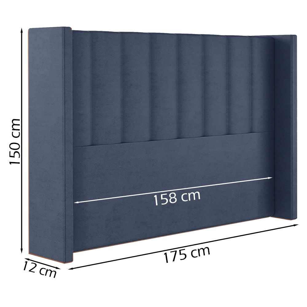 Cabeceira Queen 158 cm Barcell Veludo Azul Soon