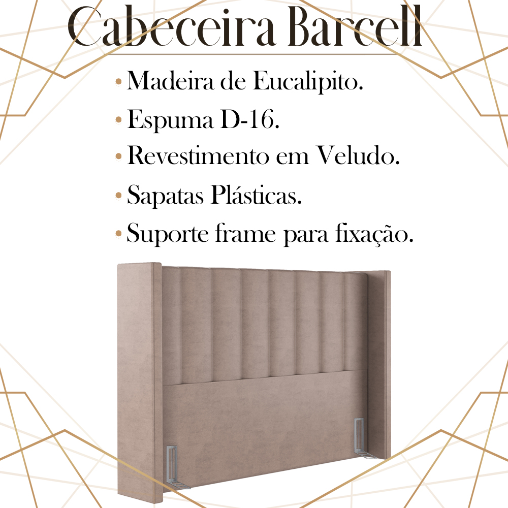 Cabeceira Queen 158 cm Barcell Veludo Rose Soon