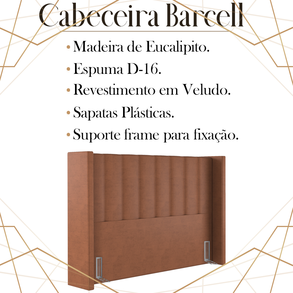 Cabeceira Queen 158 cm Barcell Veludo Terracota Soon