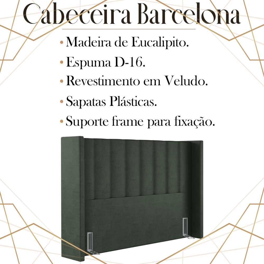 Cabeceira Queen 158 cm Barcell Veludo Verde Soon