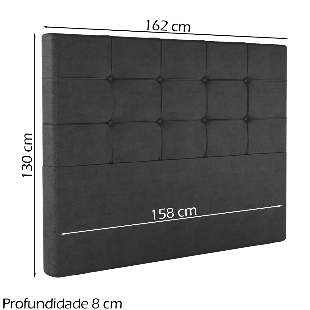 Cabeceira Queen 158 cm Berlin Veludo Preto Soon