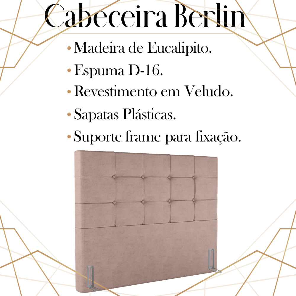 Cabeceira Queen 158 cm Berlin Veludo Rose Soon