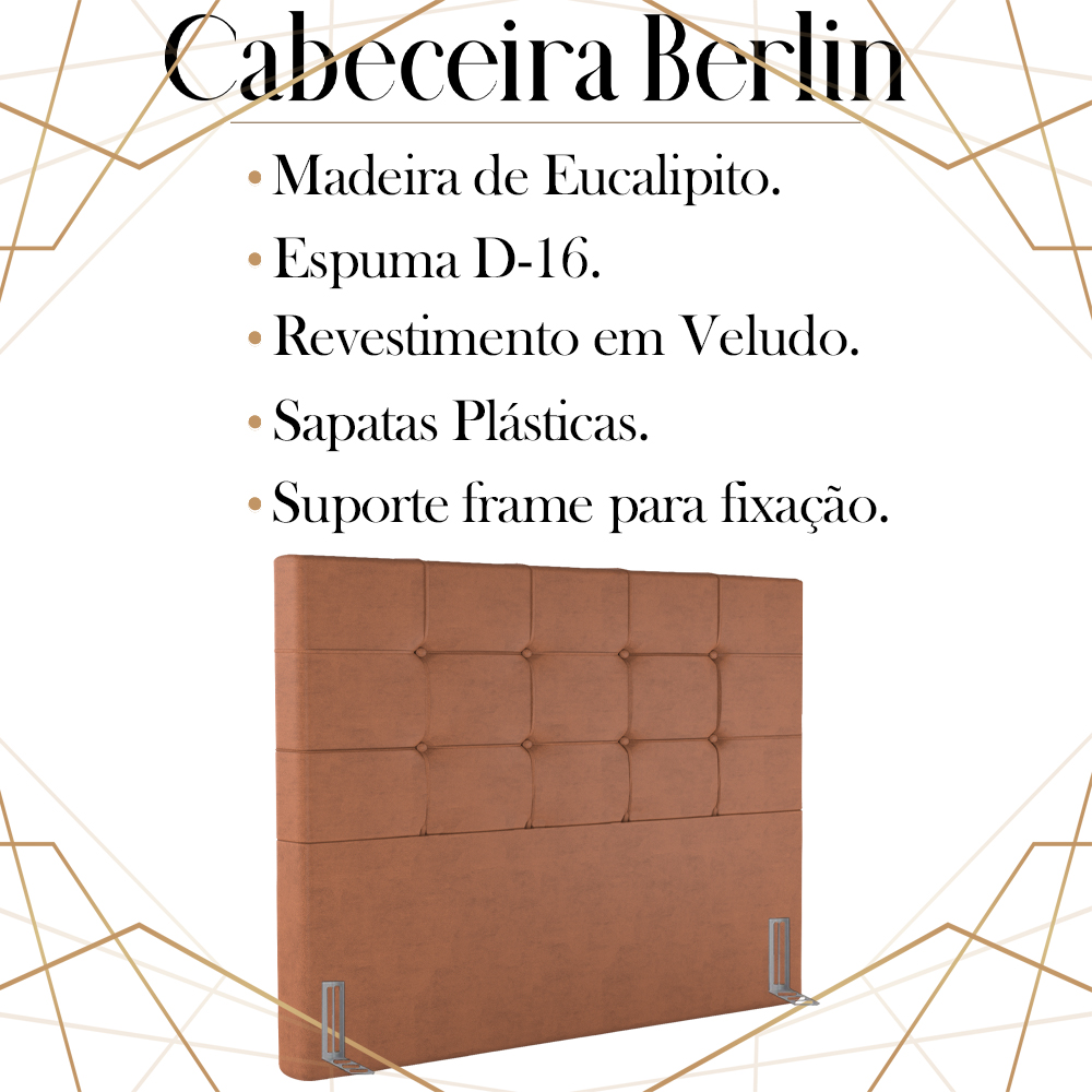 Cabeceira Queen 158 cm Berlin Veludo Terracota Soon