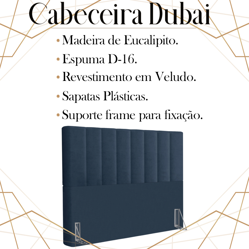 Cabeceira Queen 158 cm Dubai Veludo Azul Soon