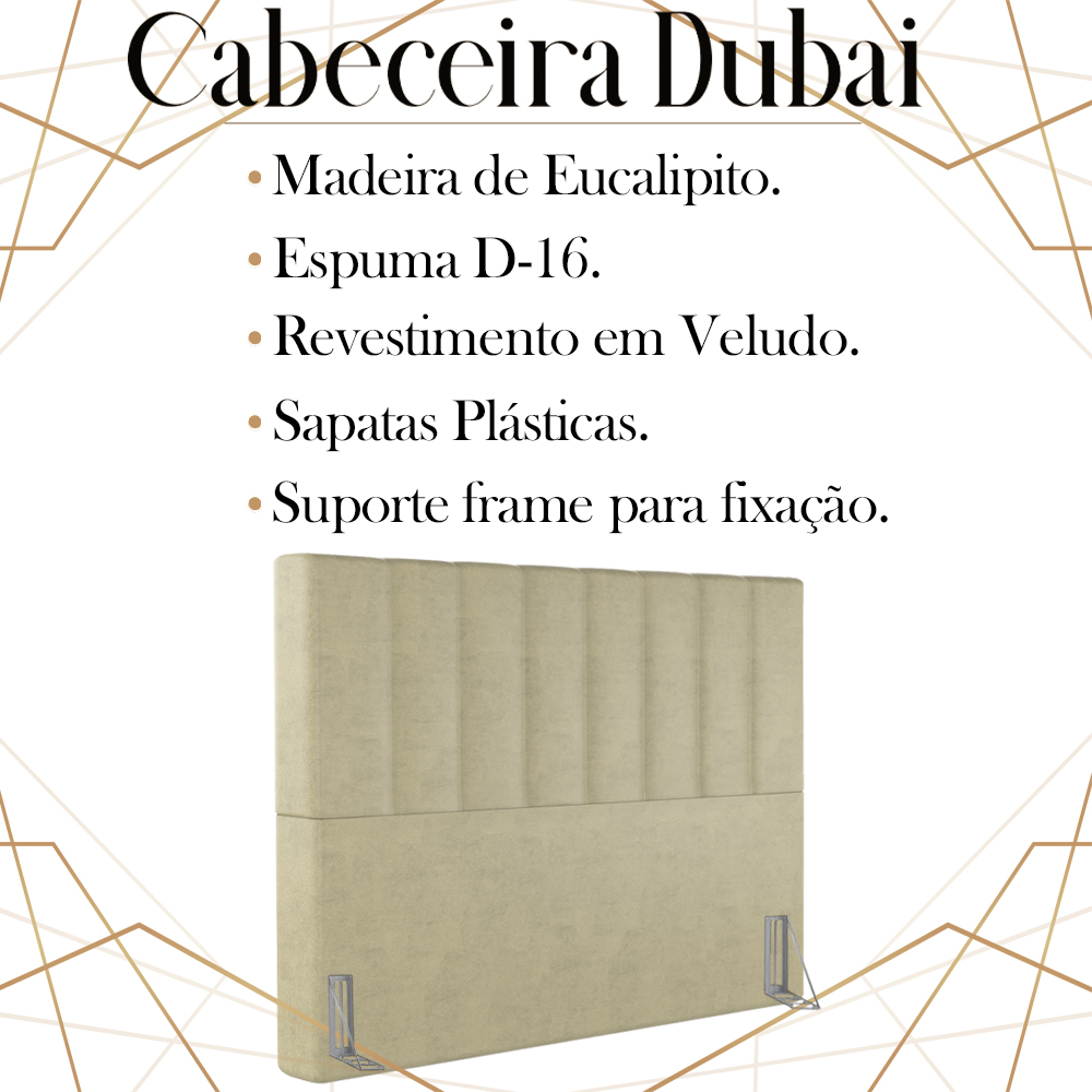 Cabeceira Queen 158 cm Dubai Veludo Bege Soon