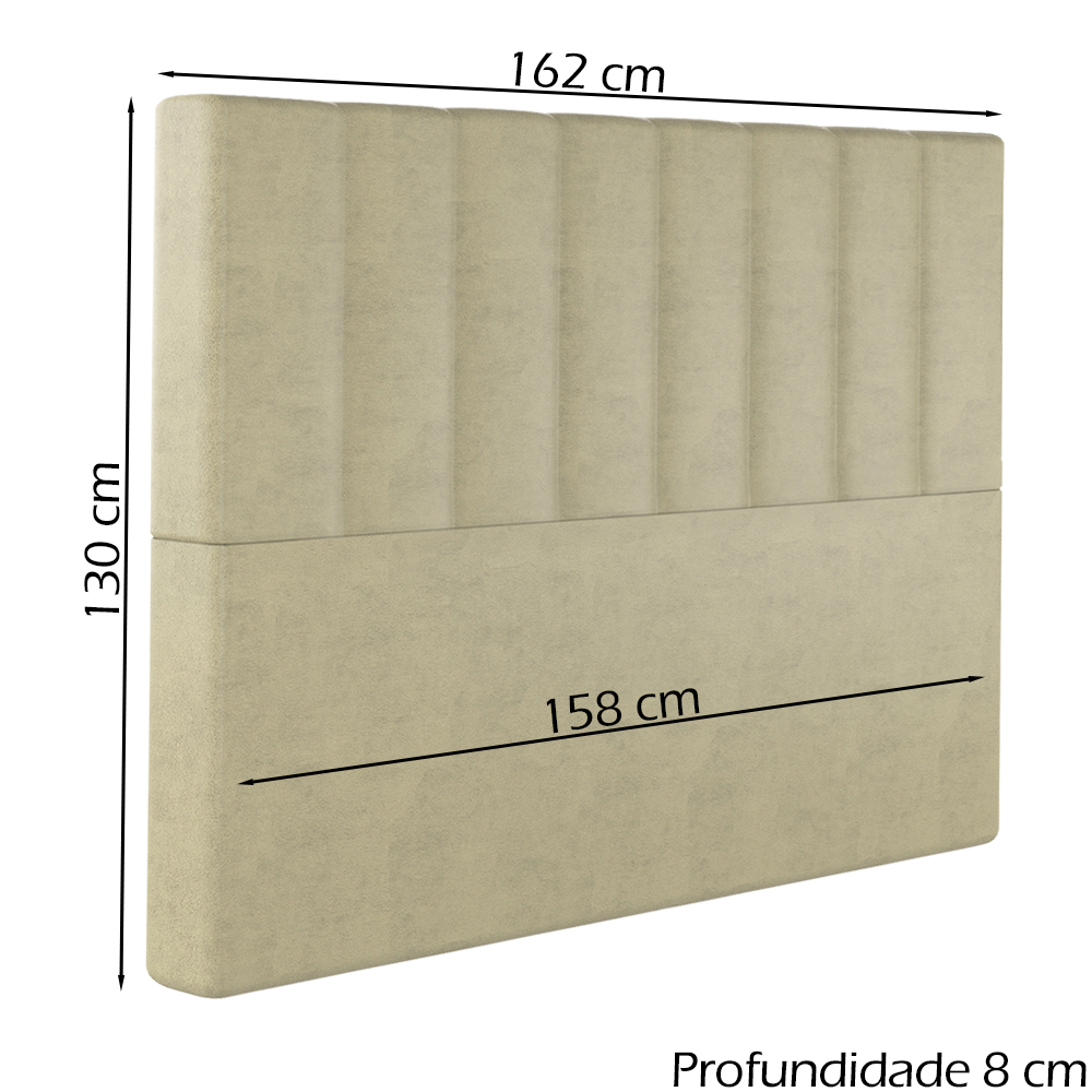 Cabeceira Queen 158 cm Dubai Veludo Bege Soon