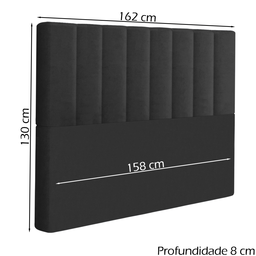 Cabeceira Queen 158 cm Dubai Veludo Preto Soon