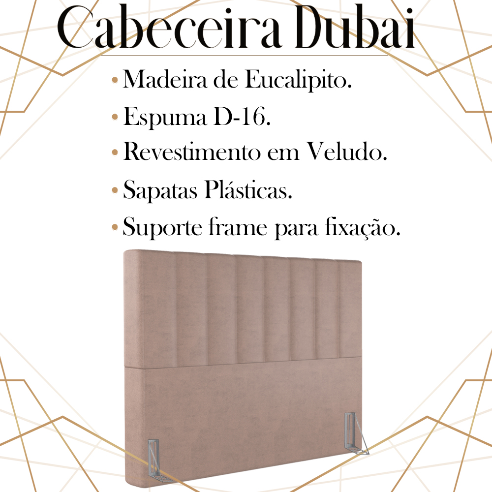 Cabeceira Queen 158 cm Dubai Veludo Rose Soon