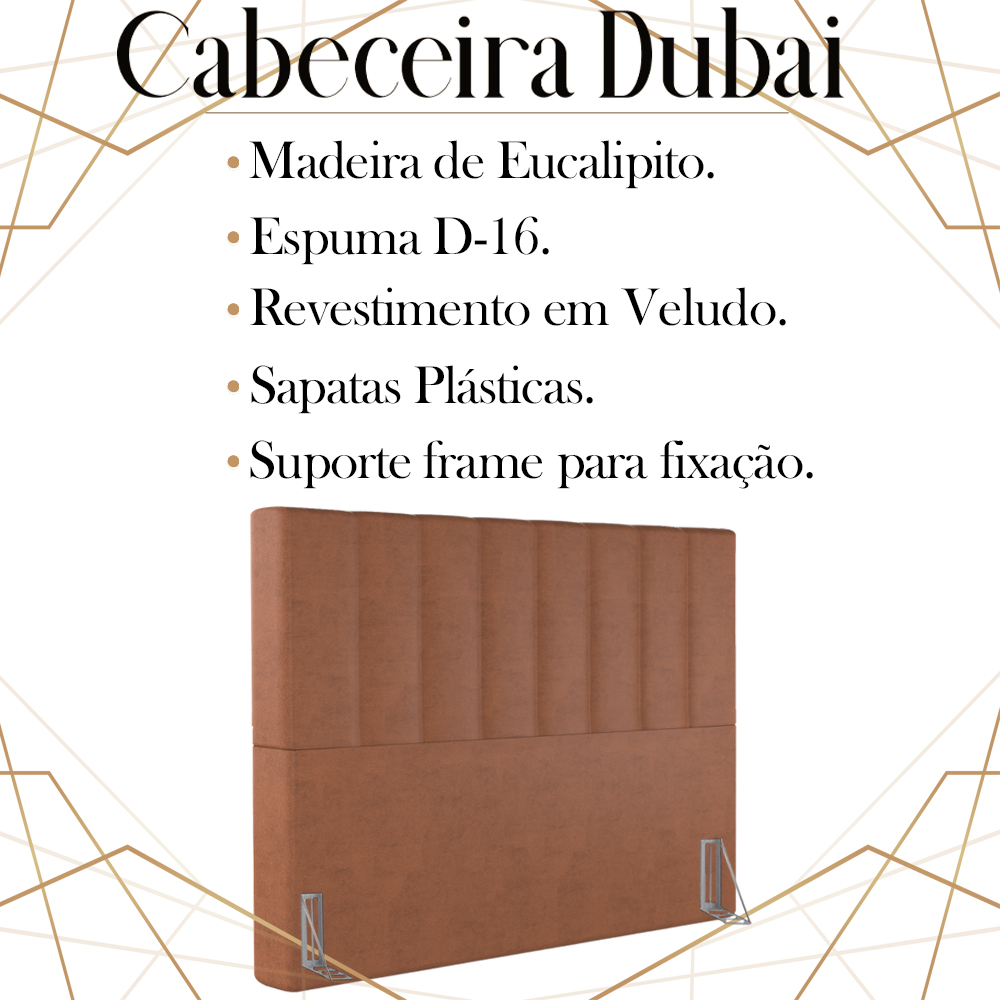 Cabeceira Queen 158 cm Dubai Veludo Terracota Soon