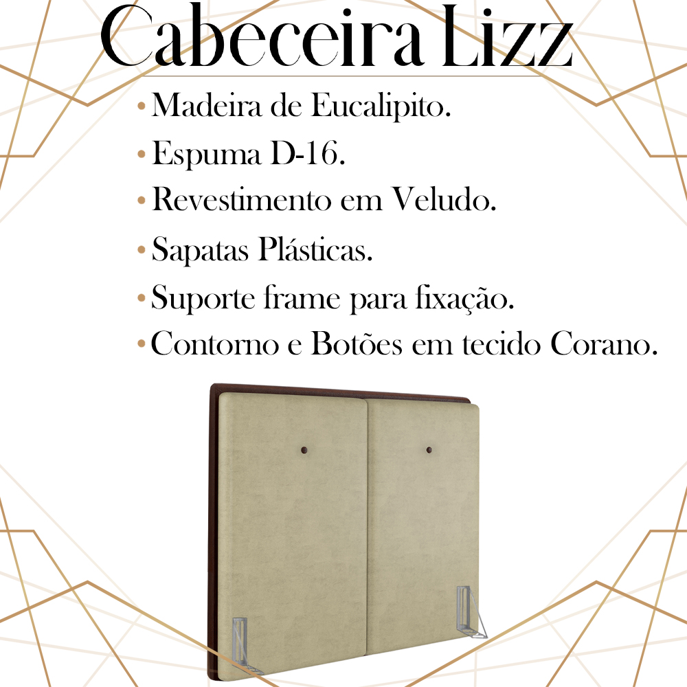 Cabeceira Queen 158 cm Lizz Veludo Bege Soon