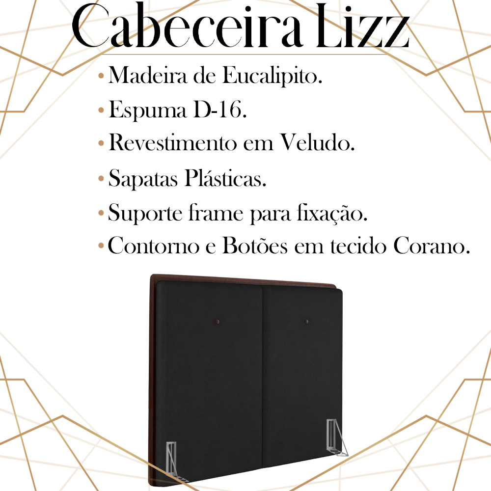 Cabeceira Queen 158 cm Lizz Veludo Preto Soon