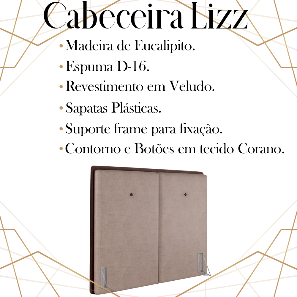Cabeceira Queen 158 cm Lizz Veludo Rose Soon