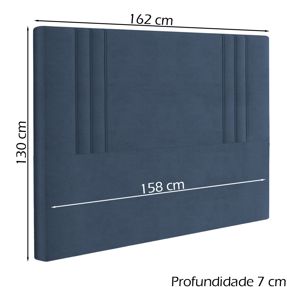 Cabeceira Queen 158 cm London Veludo Azul Soon