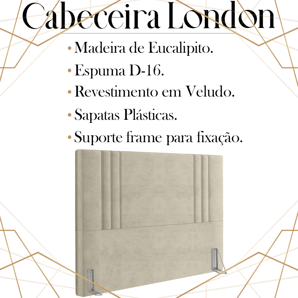 Cabeceira Queen 158 cm London Veludo Bege Soon