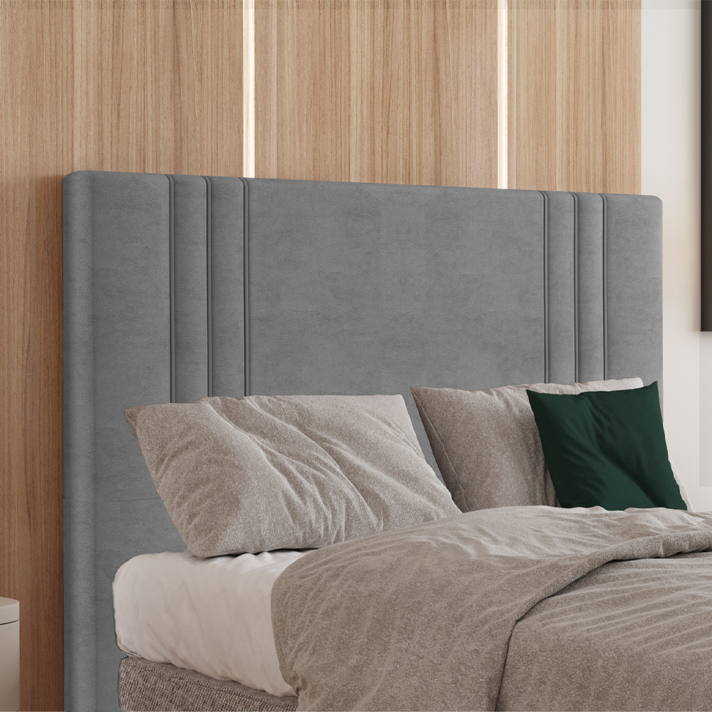 Cabeceira Queen 158 cm London Veludo Cinza Soon
