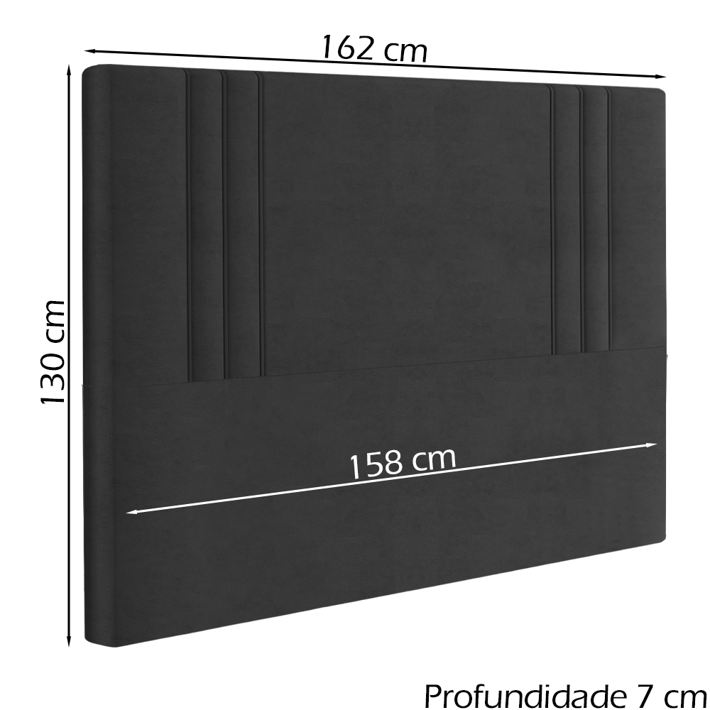 Cabeceira Queen 158 cm London Veludo Preto Soon