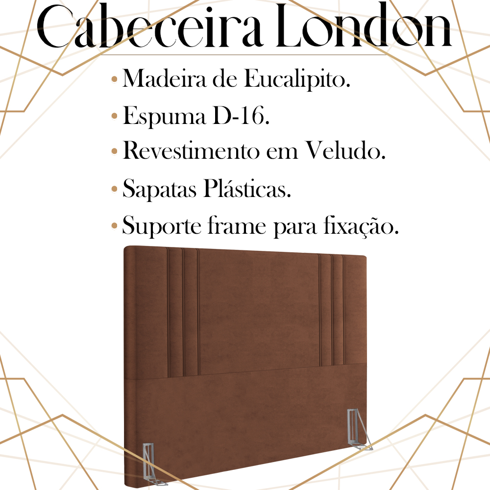 Cabeceira Queen 158 cm London Veludo Terracota Soon