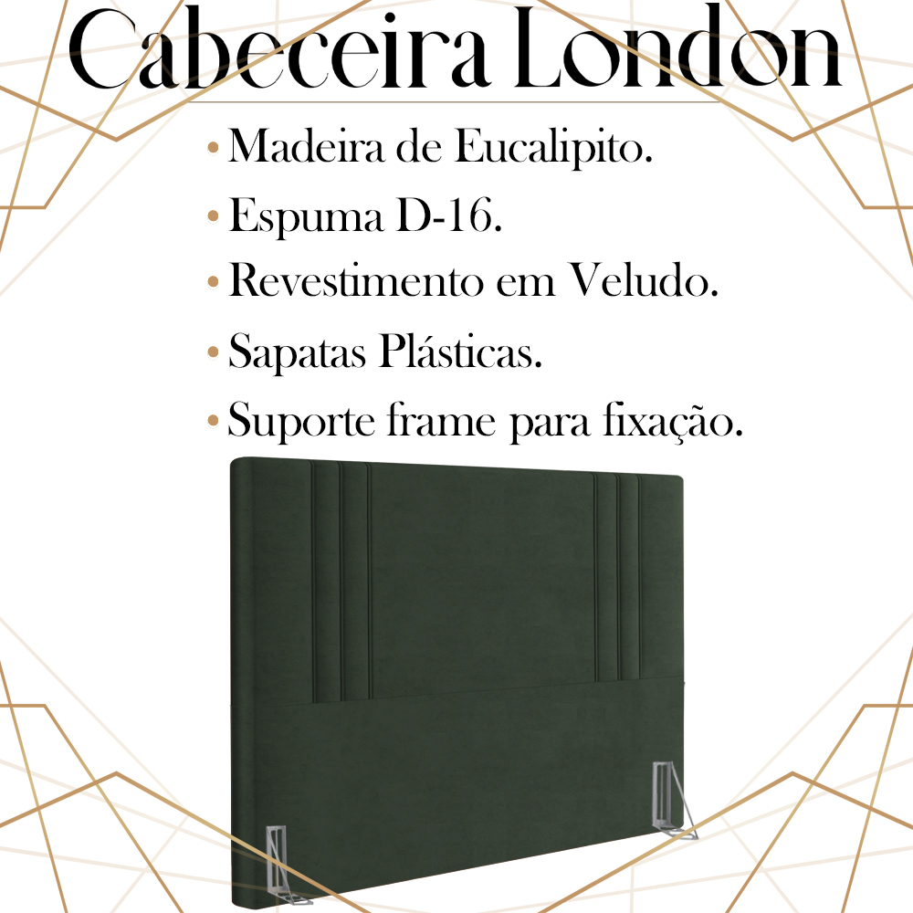 Cabeceira Queen 158 cm London Veludo Verde Soon