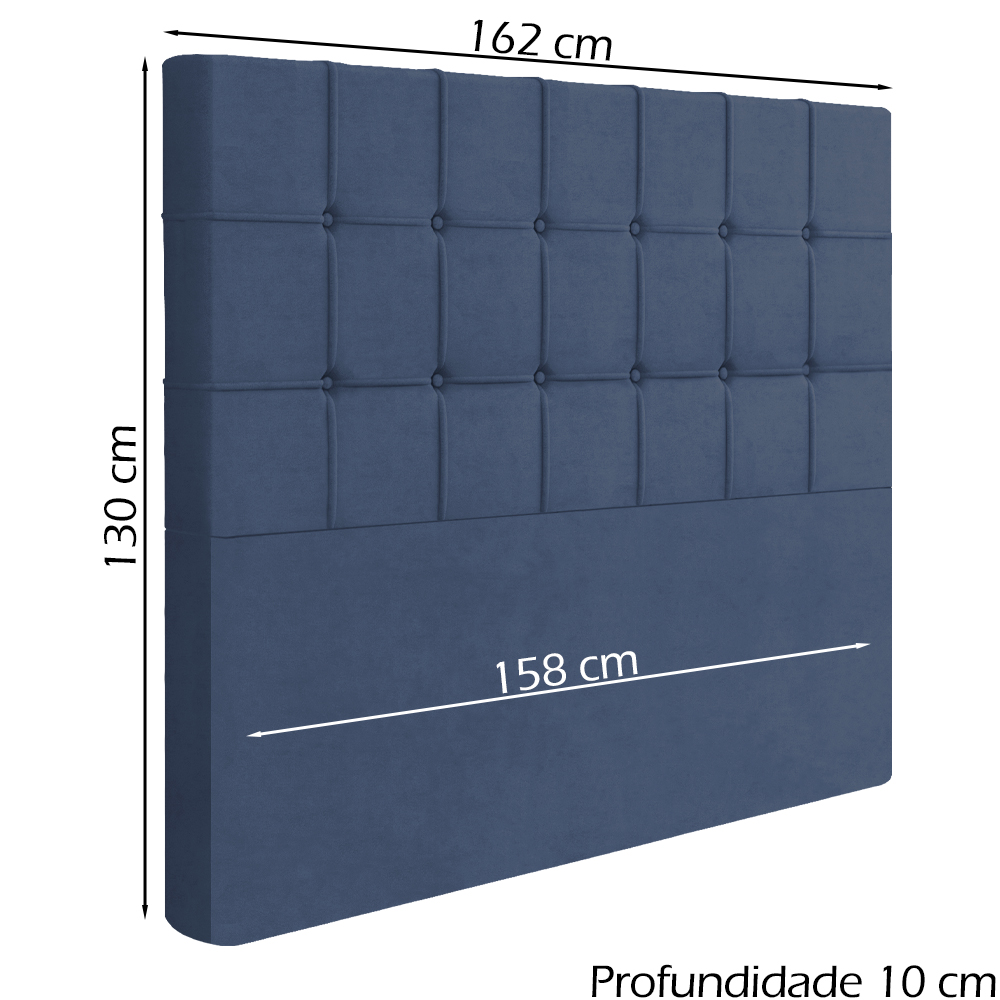 Cabeceira Queen 158 cm Lots Veludo Azul Soon